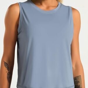 Dragon Fit Women Sleeveless Yoga Tops Workout Cool T-Shirt Running Short Tank Crop Tops