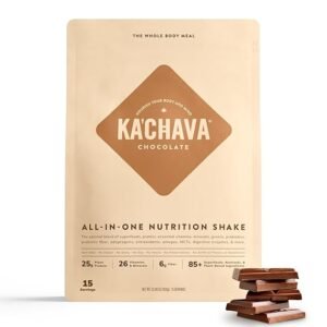 Ka’Chava All-In-One Nutrition Shake Blend, Chocolate, 15 Servings, 85+ Superfoods & Nutrients, Meal Replacement, Greens Plant-Based Superfood Powder Protein Drink, Digestive Enzymes & Probiotics, Vegan Dairy Gluten Free