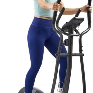 Sunny Health & Fitness 2-in-1 Smart Upright Elliptical Full-Body Exerciser w/Pulse Sensors, Home Cross-Training Cardio Workout Machine, Free SunnyFit App Bluetooth Link, Optional Long Stride Length