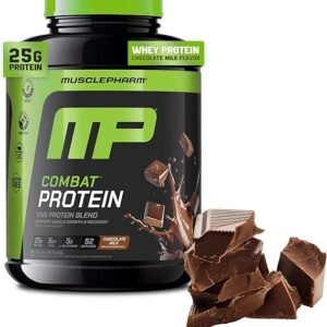 MusclePharm Combat Protein Powder, Chocolate Milk Flavor, Fuels Muscles for Productive Workouts, 5 Protein Sources including Whey Protein Isolate & Egg Albumin, Gluten Free, 4.2 lb, 52 Servings