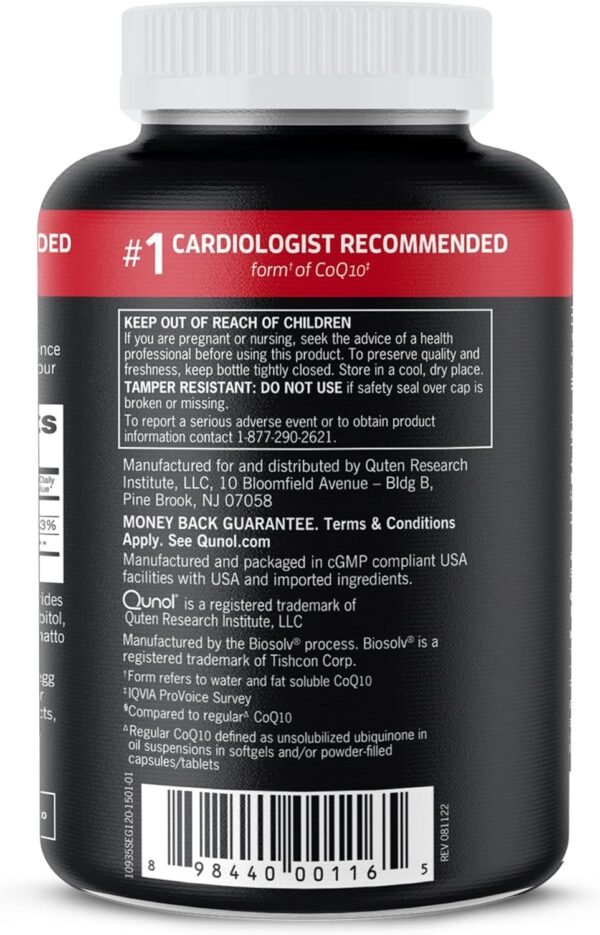 Qunol CoQ10 100mg Softgels, Ultra CoQ10 100mg, 3x Better Absorption, Antioxidant for Heart Health & Energy Production, Coenzyme Q10 Vitamins and Supplements, 4 Month Supply, 120 Count - Image 10