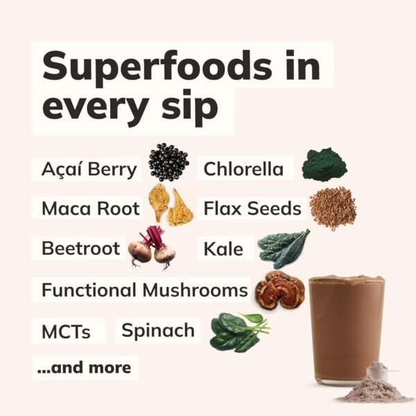 Ka’Chava All-In-One Nutrition Shake Blend, Chocolate, 15 Servings, 85+ Superfoods & Nutrients, Meal Replacement, Greens Plant-Based Superfood Powder Protein Drink, Digestive Enzymes & Probiotics, Vegan Dairy Gluten Free - Image 5
