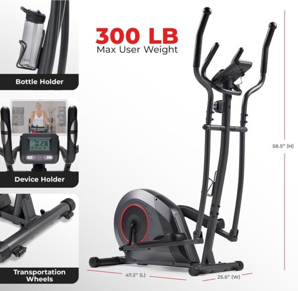 Sunny Health & Fitness 2-in-1 Smart Upright Elliptical Full-Body Exerciser w/Pulse Sensors, Home Cross-Training Cardio Workout Machine, Free SunnyFit App Bluetooth Link, Optional Long Stride Length - Image 2