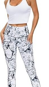 THE GYM PEOPLE Thick High Waist Yoga Pants with Pockets, Tummy Control Workout Running Yoga Leggings for Women
