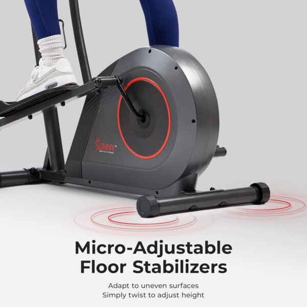 Sunny Health & Fitness 2-in-1 Smart Upright Elliptical Full-Body Exerciser w/Pulse Sensors, Home Cross-Training Cardio Workout Machine, Free SunnyFit App Bluetooth Link, Optional Long Stride Length - Image 3