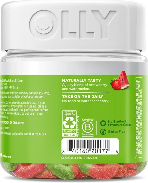 OLLY Fiber Gummy Rings, 5g Prebiotic Fiber, FOS (Fructo-oligosaccharides), Digestive Support, Berry Melon 50ct - Image 8
