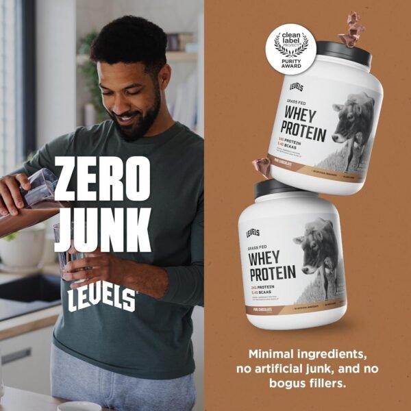 Levels Grass Fed Whey Protein Powder, No Artificials, 24G of Protein, Pure Chocolate, 5LB - Image 6