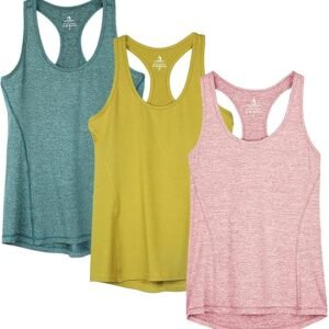 icyzone Women's Racerback Workout Athletic Running Tank Tops (Pack of 3)