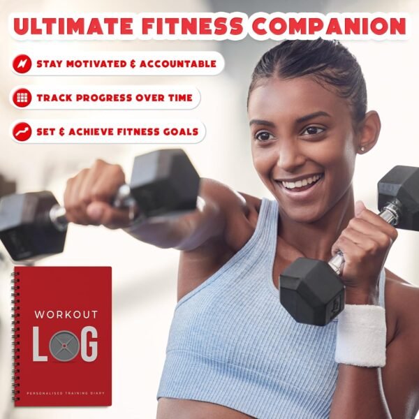 Workout Planner for Daily Fitness Tracking & Goals Setting - A5 Size, 6" x 8", Energy Red - Improved Thicker Cover - Men & Women Personal Home & Gym Training Diary - Log Book - by Workout Log Gym - Image 5
