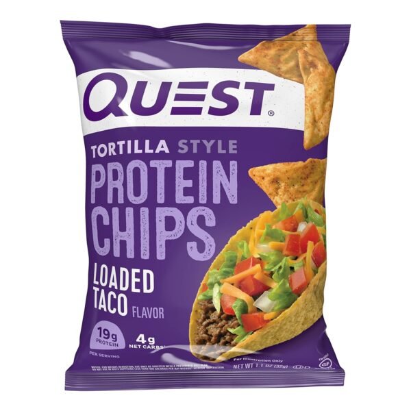 Quest Nutrition Tortilla Style Protein Chips Variety Pack, Chili Lime, Nacho Cheese, Loaded Taco, Low Carb, High Protein, Gluten Free, 1.1 oz (Pack of 12) - Image 6