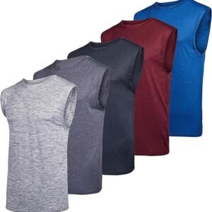 Real Essentials 3 & 5 Pack: Men's Dry-Fit Active Muscle Tank Top - Standard and Big & Tall Sizes (S-5XLT)