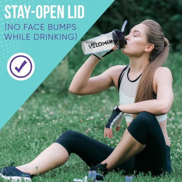 -2 Pack- 28 oz Protein Shaker Bottles for Protein Mixes - 2x Wire Whisk | Leak Proof Shaker Cups for Protein Shakes | Protein Shaker Bottle Pack | Shakers for Protein Shakes-Black&Transparent - Image 2