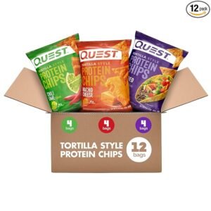 Quest Nutrition Tortilla Style Protein Chips Variety Pack, Chili Lime, Nacho Cheese, Loaded Taco, Low Carb, High Protein, Gluten Free, 1.1 oz (Pack of 12)