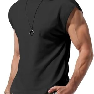 Men's Tank Tops Summer Sleeveless Crewneck Cut Off Workout Muscle Shirts Casual Fitted Breathable Gym Undershirt
