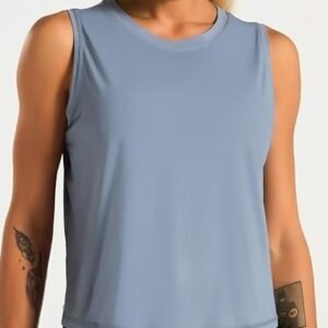 Dragon Fit Women Sleeveless Yoga Tops Workout Cool T-Shirt Running Short Tank Crop Tops
