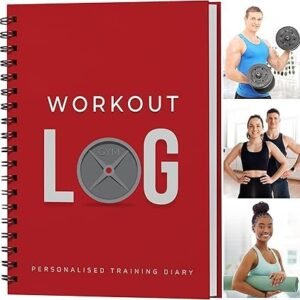 Workout Planner for Daily Fitness Tracking & Goals Setting - A5 Size, 6" x 8", Energy Red - Improved Thicker Cover - Men & Women Personal Home & Gym Training Diary - Log Book - by Workout Log Gym