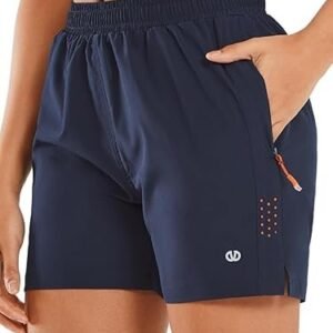 ALLZERO Women's Running Shorts 5" Quick Dry Lightweight Athletic Workout Shorts with Zip Pockets Hiking
