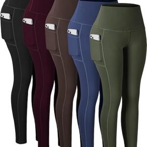 CHRLEISURE Leggings with Pockets for Women, High Waisted Tummy Control Workout Yoga Pants